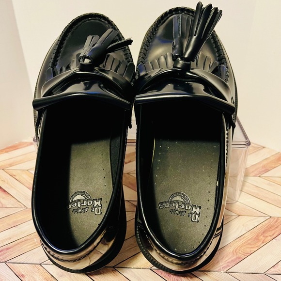 Dr Martens Adrian Smooth Leather Tassel M 5 L 6 Loafers Black Academia Business - Picture 4 of 10